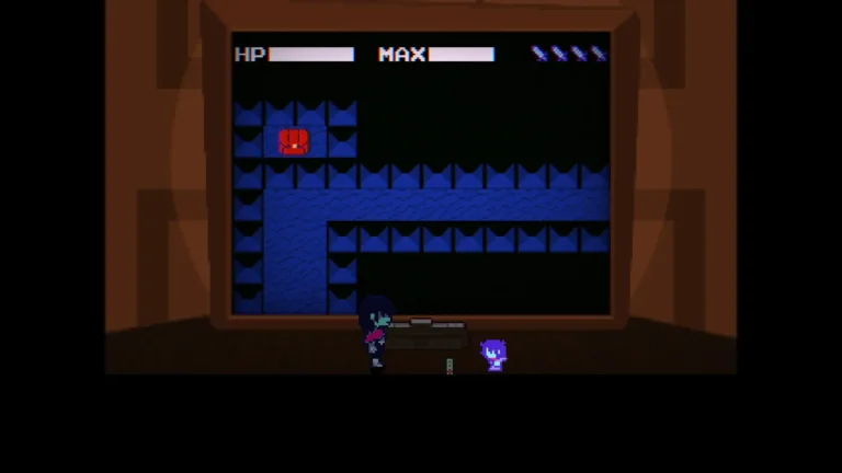 DELTARUNE ゲーム内の小さなクリスとクリスが対面している