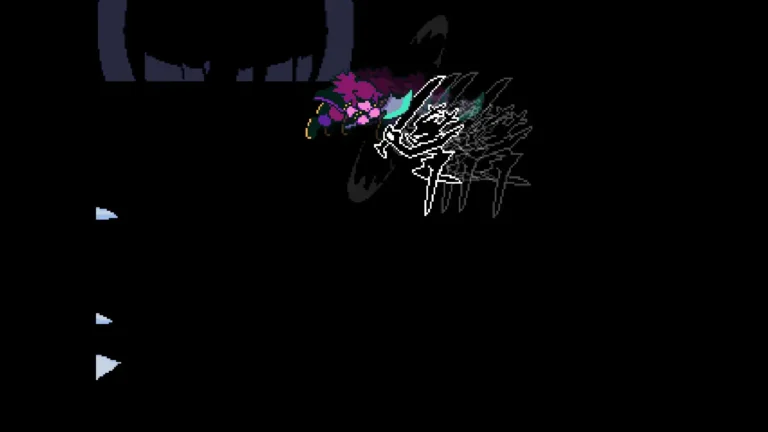 DELTARUNE 咆哮の騎士に斧を振り下ろすスージィとそれを剣で耐える咆哮の騎士