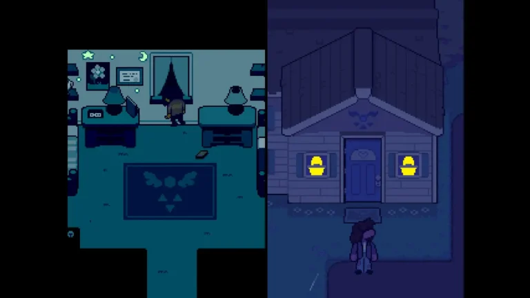 DELTARUNE 窓を覗くクリスと空を見上げるスージィ