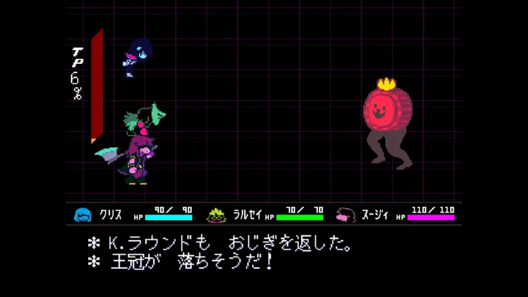 DELTARUNE K.ラウンドとの戦闘画面