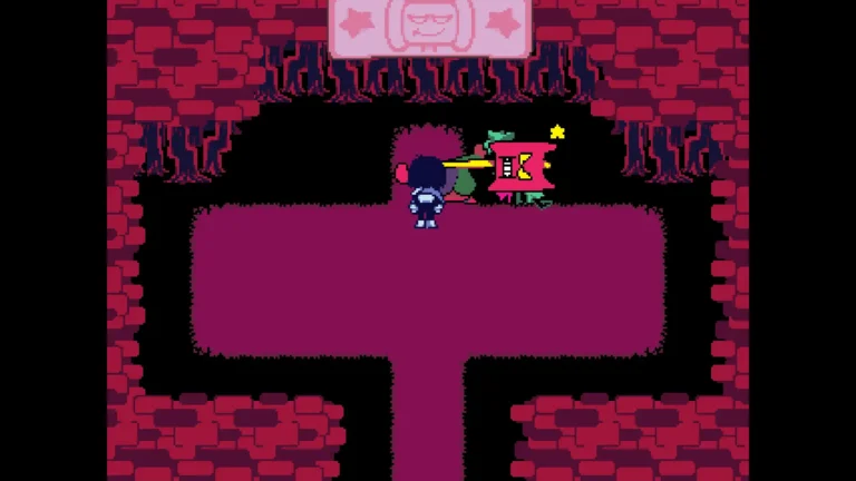 DELTARUNE ハンマーの形をしたNPCに叩かれているラルセイ