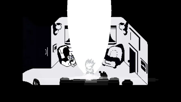 DELTARUNE リビングの床にナイフを突き刺したクリス？と吹き上がる白い光